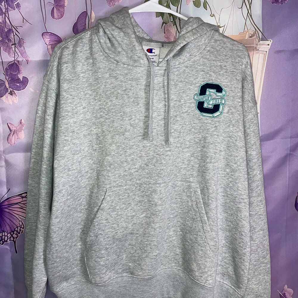 Champion Light Grey Heather Pullover Hoodie with Tag